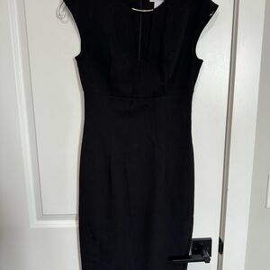Calvin Klein Black Cap-Sleeve Midi Sheath Dress